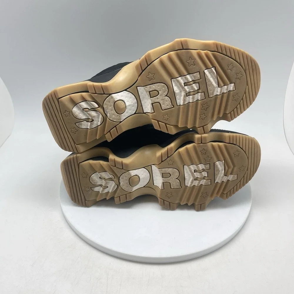 Sorel Black and Tan Winter Zip Ankle Boots